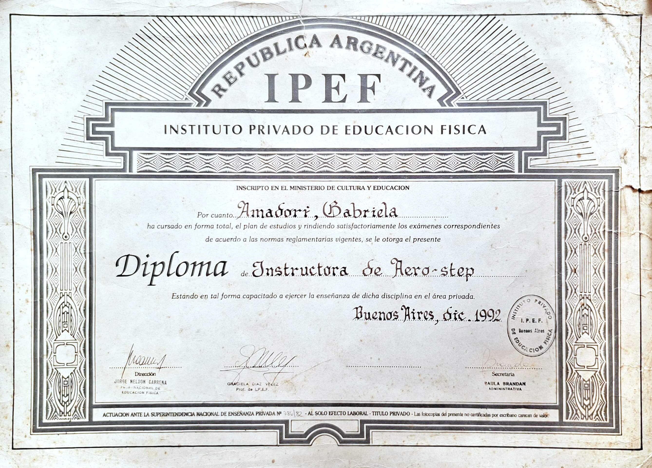 Instructora de Aero Step - IPEF